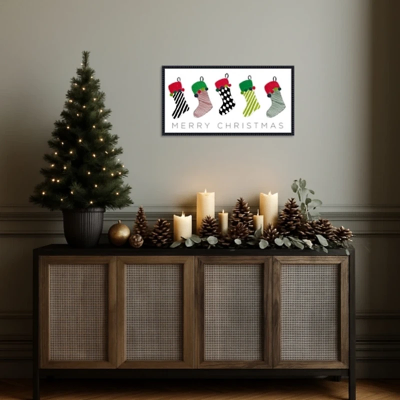 Christmas Stockings Framed Canvas Art Print
