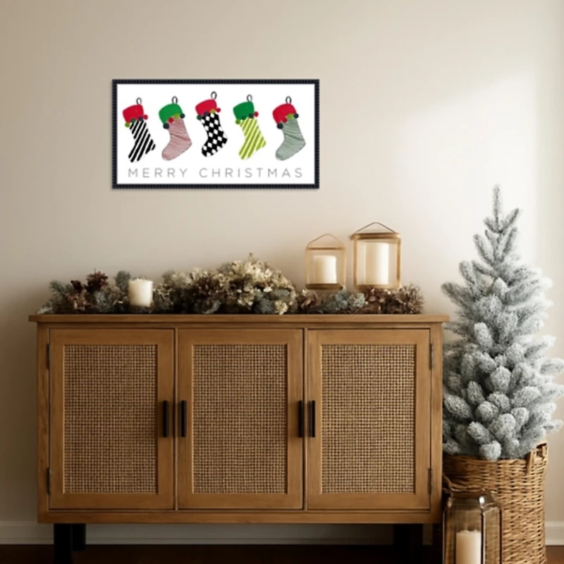 Christmas Stockings Framed Canvas Art Print