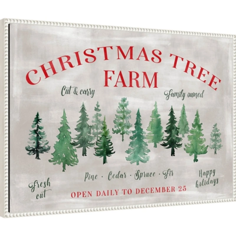 Christmas Tree Farm Sign Framed Canvas Art Print