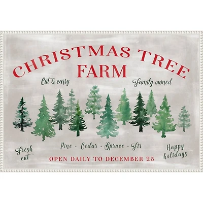 Christmas Tree Farm Sign Framed Canvas Art Print