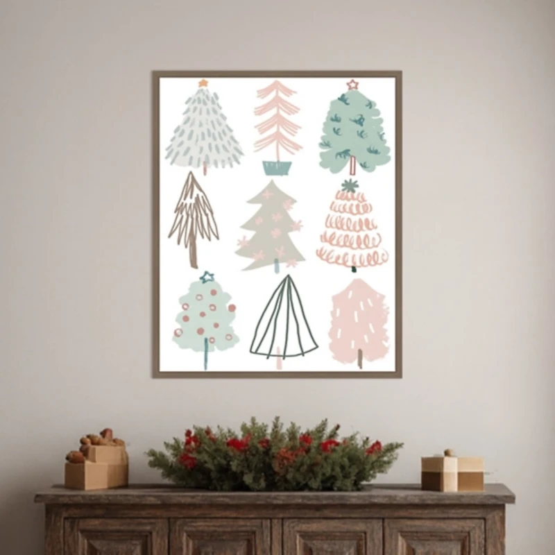 Christmas Tree Sketchbook I Framed Canvas Print