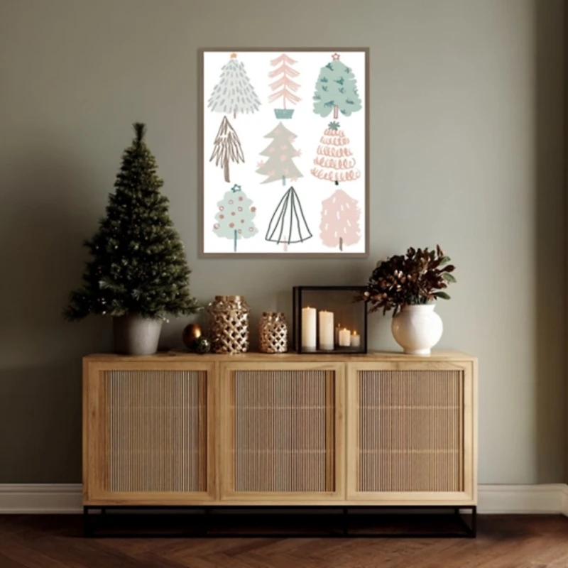 Christmas Tree Sketchbook I Framed Canvas Print