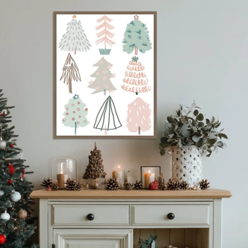 Christmas Tree Sketchbook I Framed Canvas Print