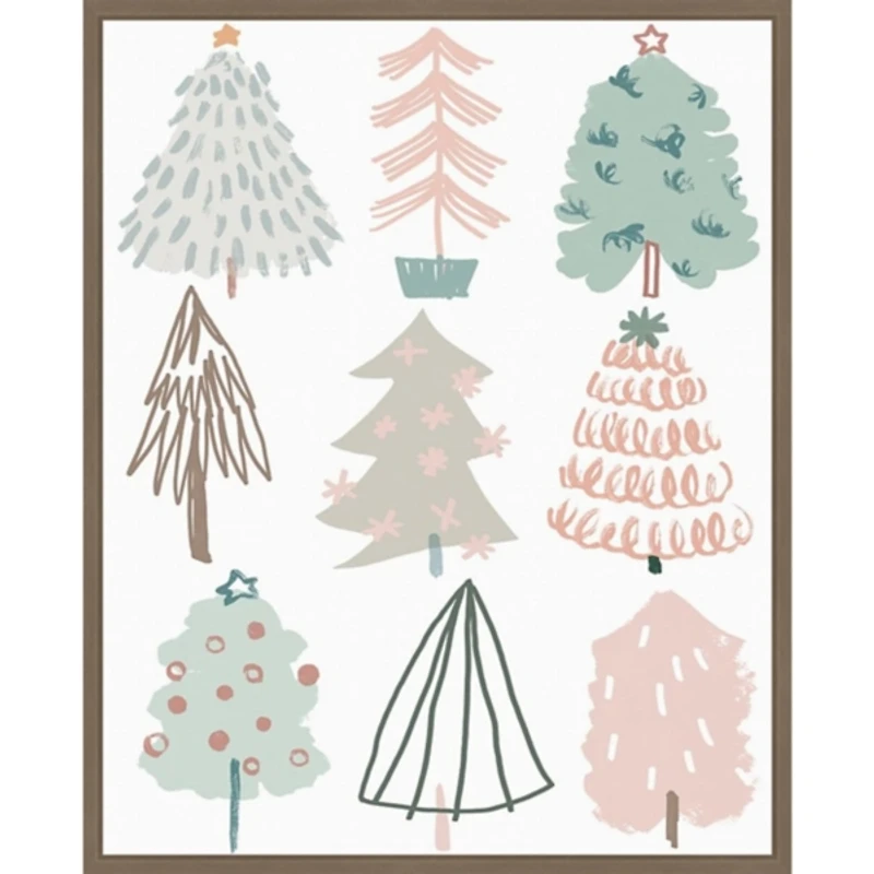 Christmas Tree Sketchbook I Framed Canvas Print
