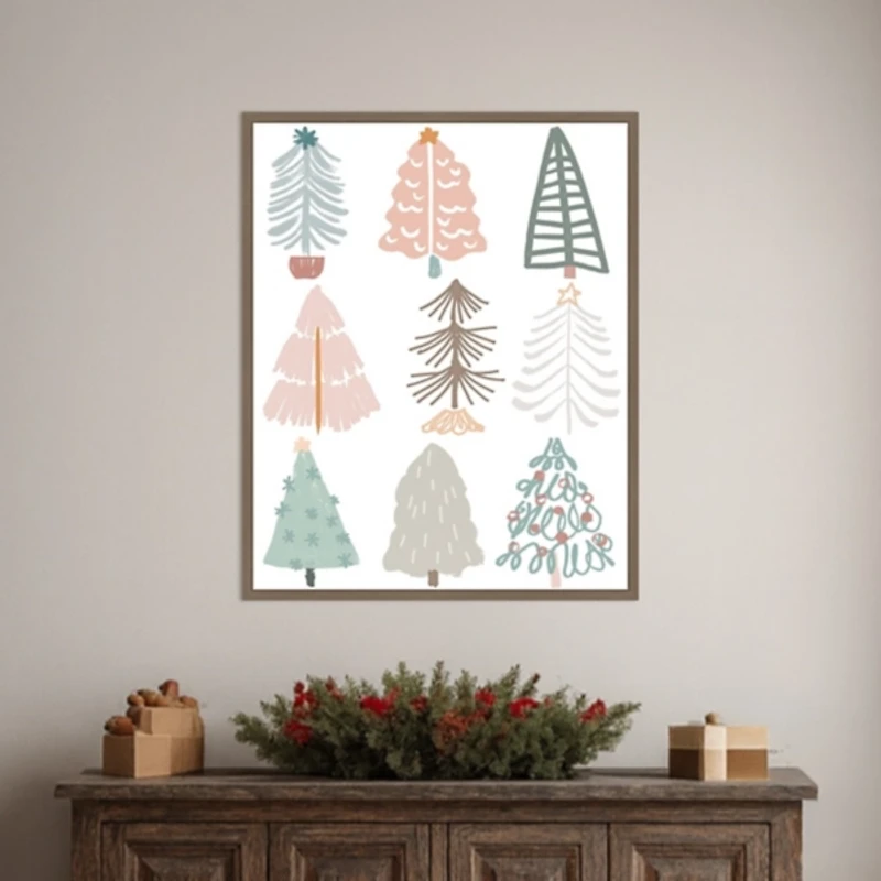 Christmas Tree Sketchbook II Framed Canvas Print