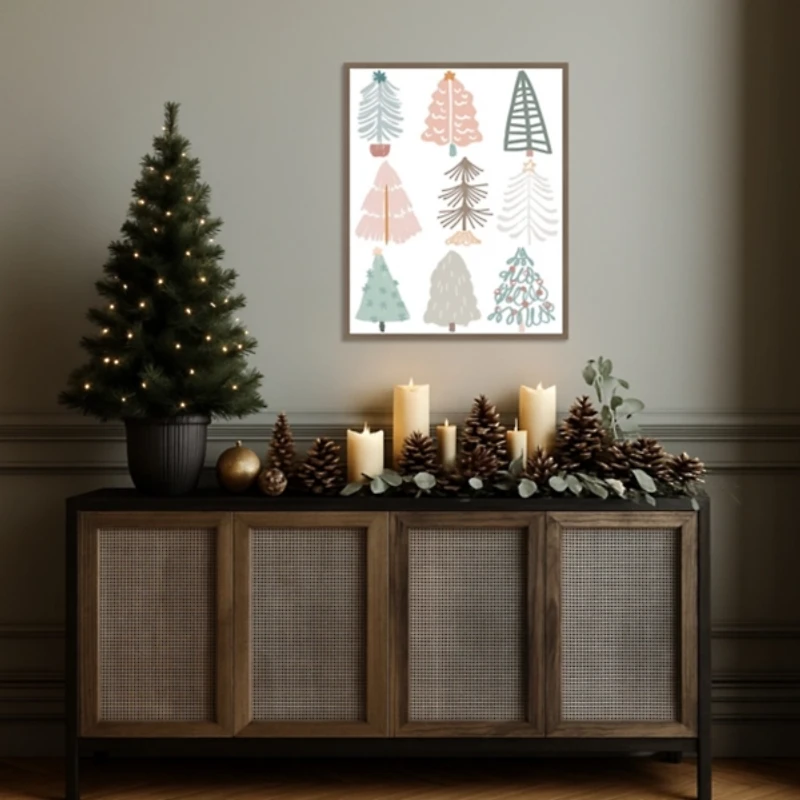 Christmas Tree Sketchbook II Framed Canvas Print