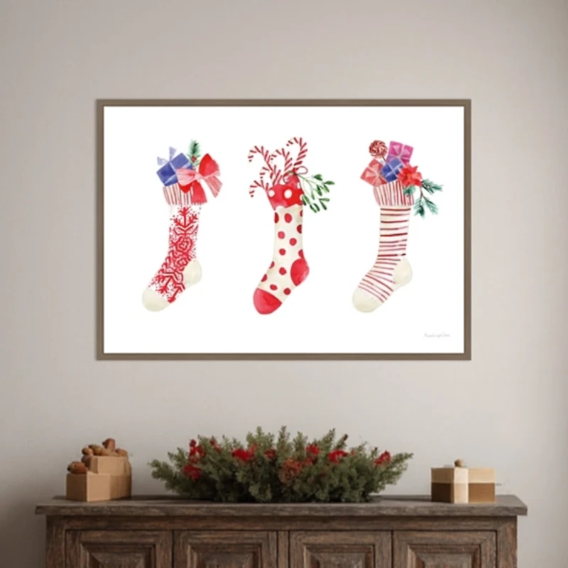 Decked Out Stockings Framed Canvas Art Print