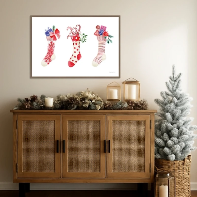 Decked Out Stockings Framed Canvas Art Print