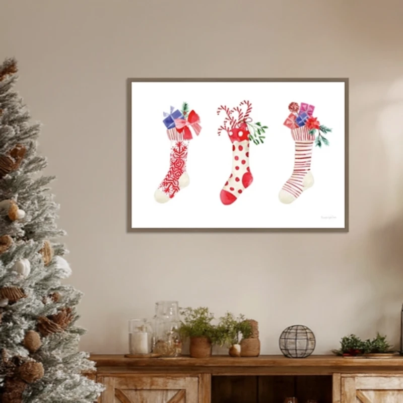 Decked Out Stockings Framed Canvas Art Print