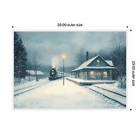 Snowy Train Framed Canvas Art Print