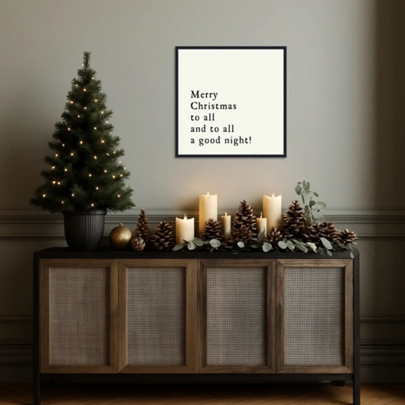 Merry Christmas to All Framed Canvas Art Print