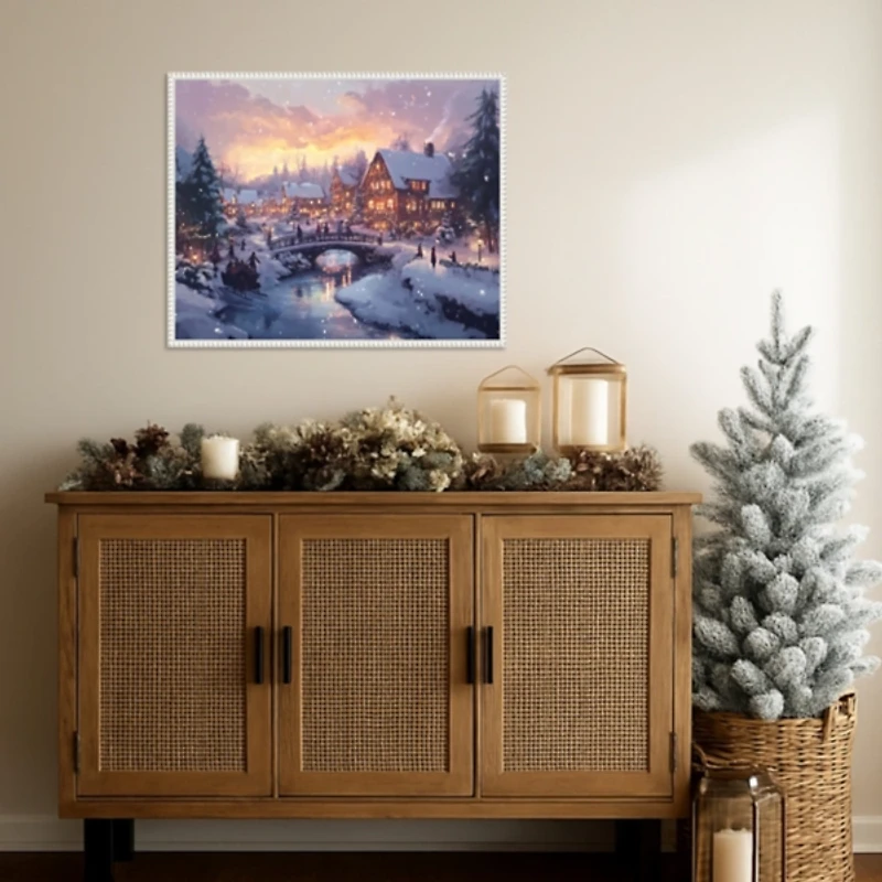 Christmas Village Framed Canvas Wall Print