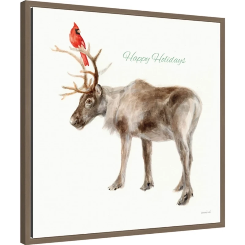 Reindeer Friends Framed Canvas Art Print