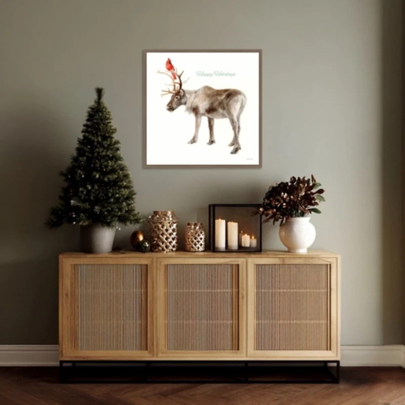 Reindeer Friends Framed Canvas Art Print