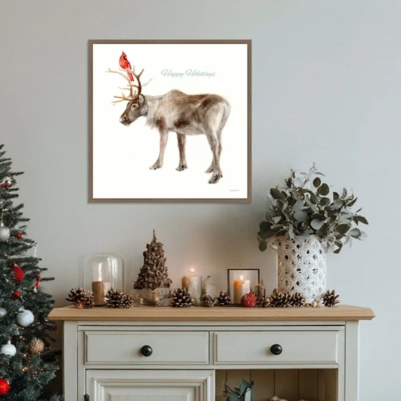 Reindeer Friends Framed Canvas Art Print