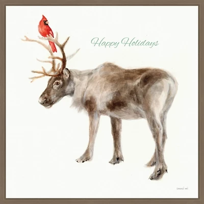 Reindeer Friends Framed Canvas Art Print