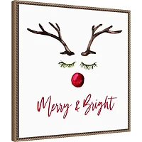 Reindeer Merry and Bright Framed Canvas Art Print