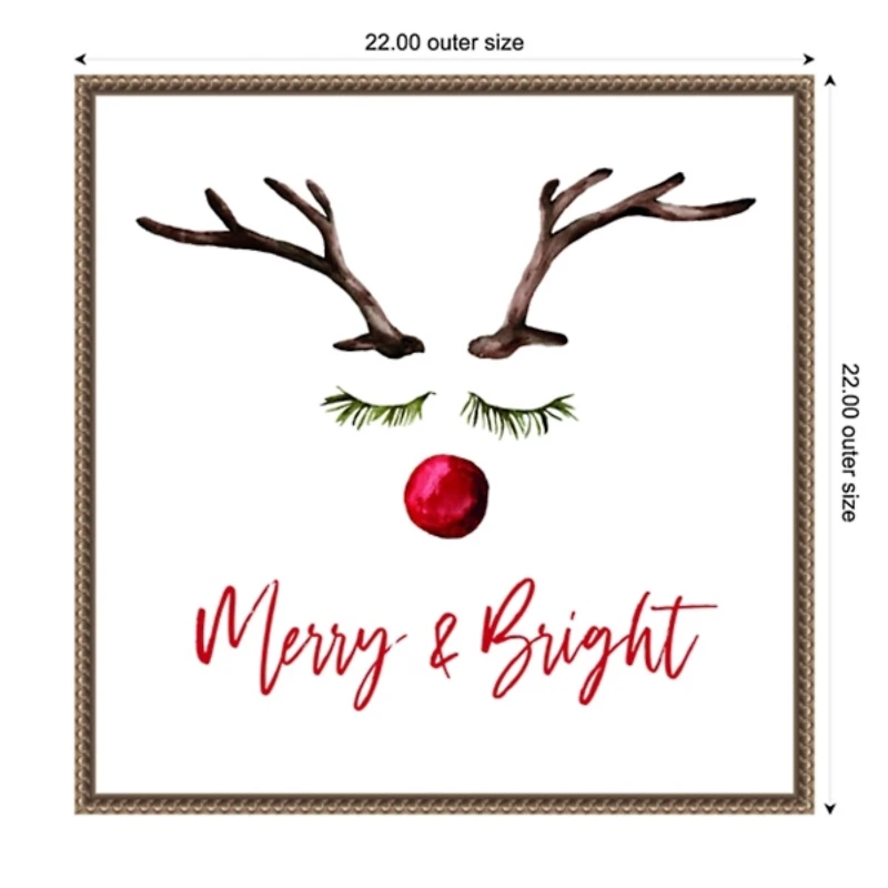 Reindeer Merry and Bright Framed Canvas Art Print