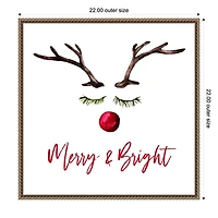 Reindeer Merry and Bright Framed Canvas Art Print