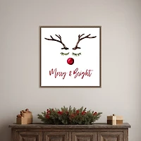 Reindeer Merry and Bright Framed Canvas Art Print
