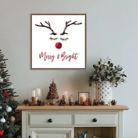 Reindeer Merry and Bright Framed Canvas Art Print