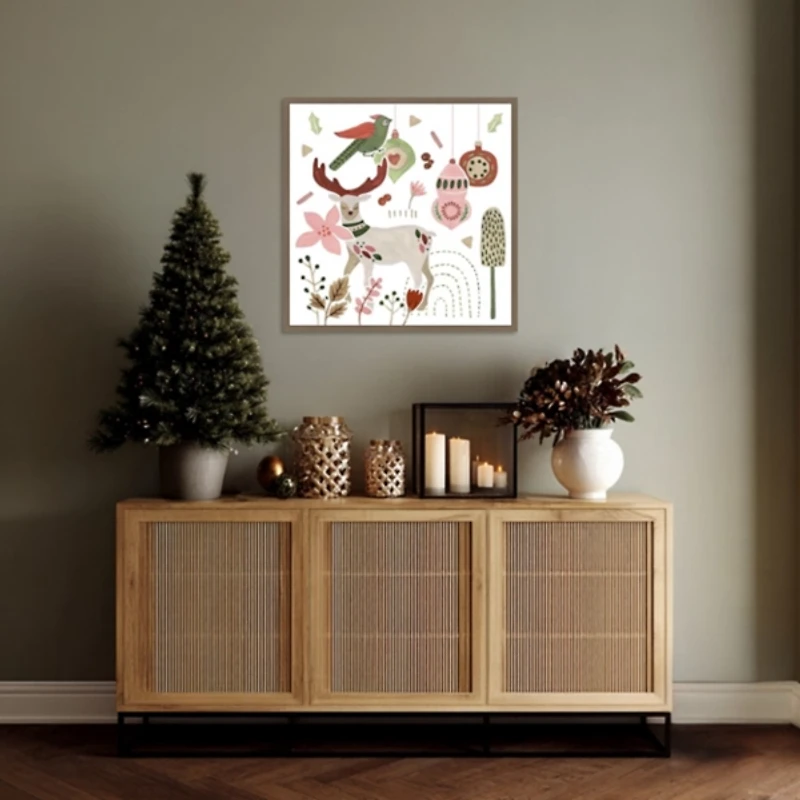 Reindeer Wishes Framed Canvas Art Print