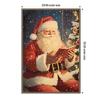 Santa Reading Framed Canvas Art Print