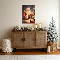 Santa Reading Framed Canvas Art Print