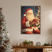 Santa Reading Framed Canvas Art Print