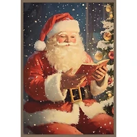 Santa Reading Framed Canvas Art Print