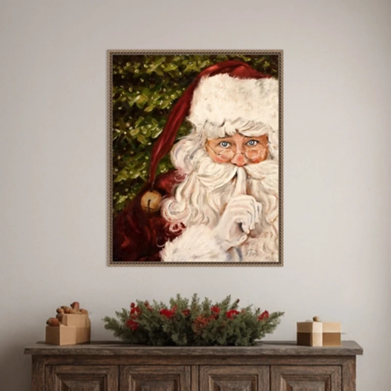 Secret Santa Framed Canvas Art Print