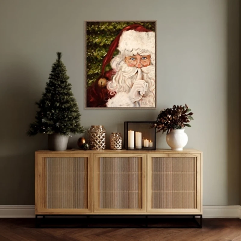 Secret Santa Framed Canvas Art Print