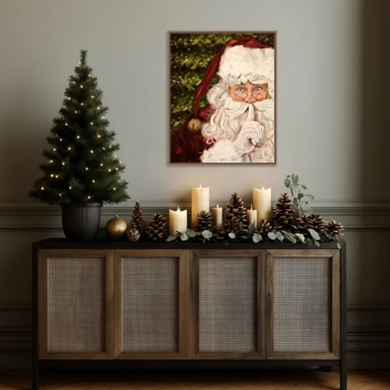 Secret Santa Framed Canvas Art Print