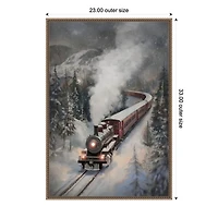 Snowfall Steam Train Framed Canvas Art Print
