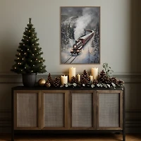 Snowfall Steam Train Framed Canvas Art Print