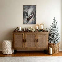 Snowfall Steam Train Framed Canvas Art Print