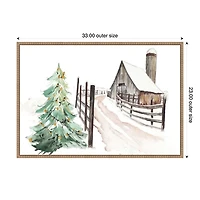 Snowy Vermont Farm Framed Canvas Art Print