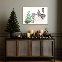 Snowy Vermont Farm Framed Canvas Art Print