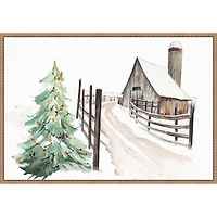 Snowy Vermont Farm Framed Canvas Art Print