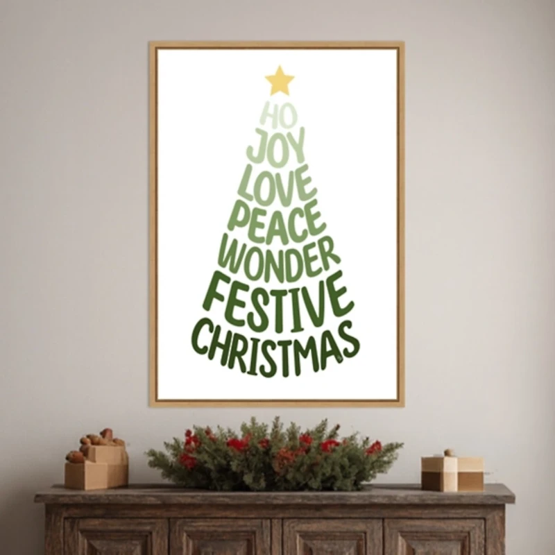 Stylized Christmas Tree Framed Canvas Art Print