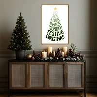Stylized Christmas Tree Framed Canvas Art Print