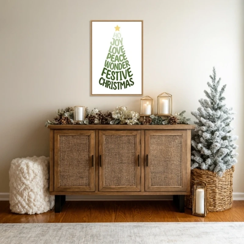 Stylized Christmas Tree Framed Canvas Art Print