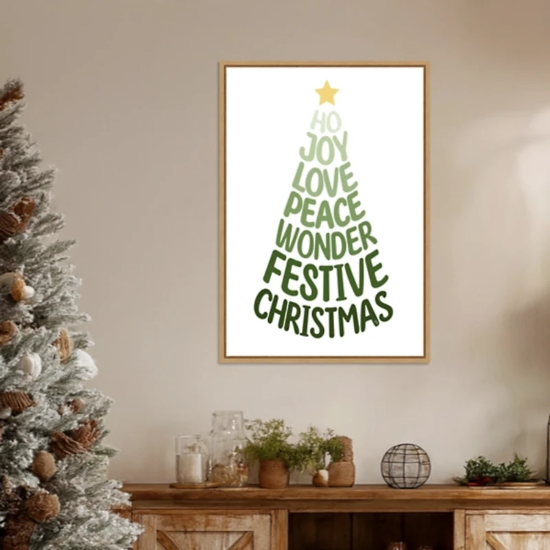 Stylized Christmas Tree Framed Canvas Art Print