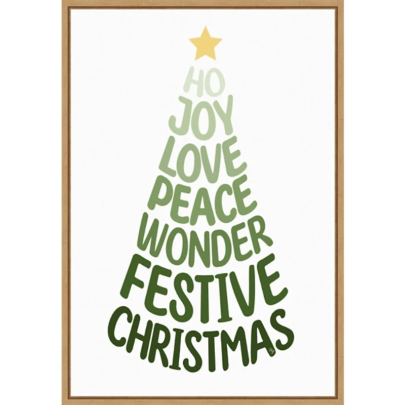 Stylized Christmas Tree Framed Canvas Art Print