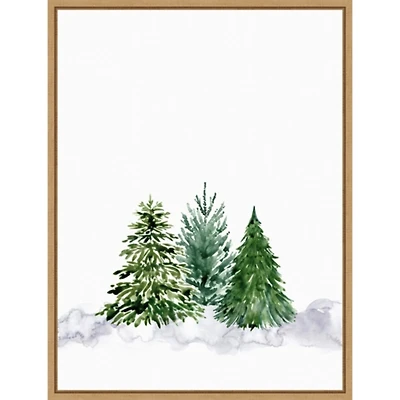 Watercolor Pine Trees Framed Canvas Art Print