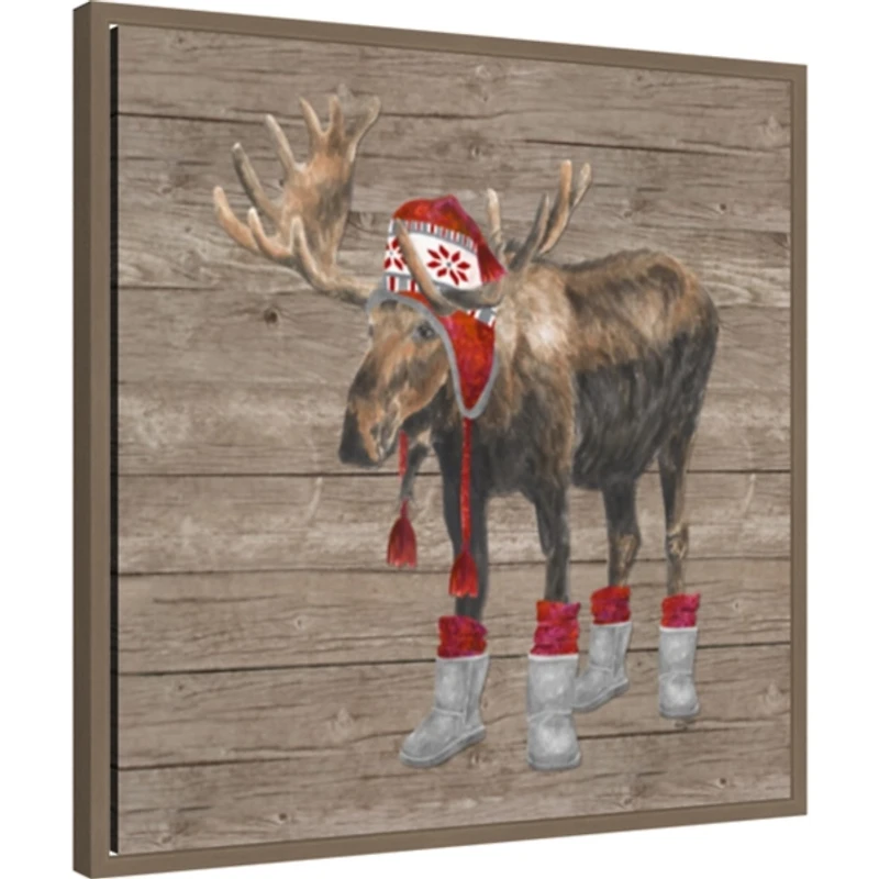 Warm in the Wilderness Moose Framed Canvas Print