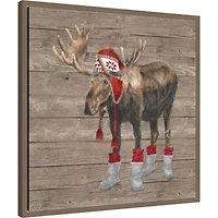 Warm in the Wilderness Moose Framed Canvas Print
