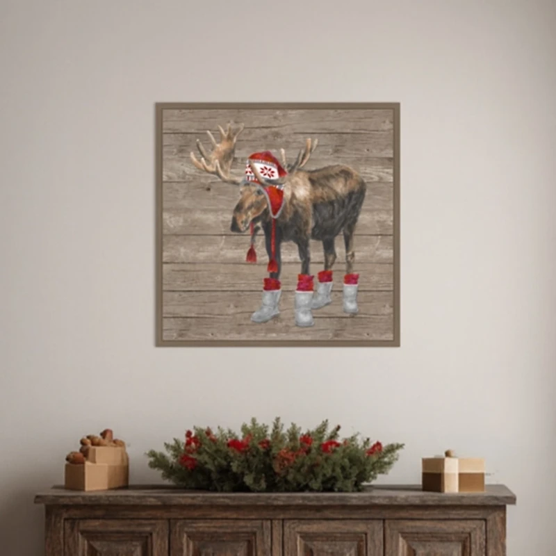 Warm in the Wilderness Moose Framed Canvas Print