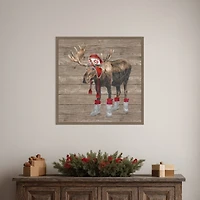 Warm in the Wilderness Moose Framed Canvas Print
