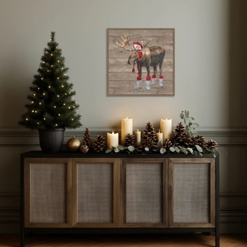 Warm in the Wilderness Moose Framed Canvas Print